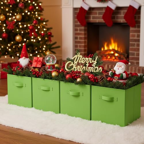 Cupic Cupid 11 Inch Storage Cube, Fabric Cube Storage Bin with Handles, Storage Cube Organizer for Clothes and Toys, Collapsible Cube Bins for Closet, Shelves, Nursery, 6-Pack, Green - color: Green, size: 11 Inch