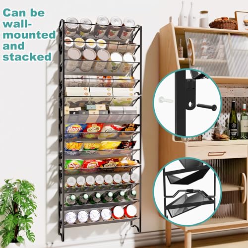 Simple Trending 2 Pack 4 Tier Spice Rack Organizer,Stackable Kitchen Counter Shelves,for Cabinet,Countertop,Pantry, Door or Wall Mount, Metal Mesh,Jars not Included, Black