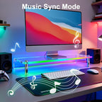 Acrylic Monitor Stand with WRGB Lights, Music Sync Clear Desk Riser with App & Button Control, Off Desktop Shelf for Gaming Setup and Home Office, Computer, Laptop, Printer, 23.6 Inch