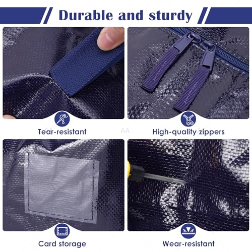 6 Pack Moving Bags Heavy Duty 210GSM with Full-Open Side Zipper, 93L 65lbs Waterproof Foldable Storage Totes for College Dorm Move-In, Moving Boxes Alternative & Home Organization, Blue - color: DarkBlue, size: 6 Pack