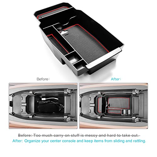 CDEFG 2023 2024 2025 2026 CX-50 Center Console Organizer Tray for 2023-2026 Mazda CX-50 Armrest Tray CX50 Central Consola Organizer Storage Box 2025 2026 Mazda CX50 Accessory (Red) - color: Red
