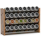 NESAPTO Spice Rack Organizer for Cabinet, Wooden 4 Tier Vertical Seasoning Organizers for Kitchen Pantry, Countertop/Wall Mount, Holds 32 Spice Jars (No Jars Included), 15.7" W × 9.4" H - size: Holds 32 Jars, 15.7"W × 9.4"H