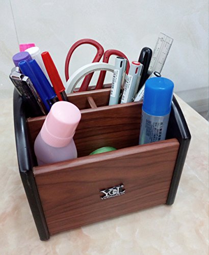 Rotating remote control holder, pen holder for desk,Wooden remote storage Organizer,TV remote control caddy@YCL872R Pen container