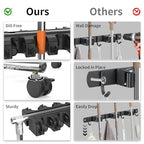 No-Drill Broom Holder Laundry Room Organization, Movable Cleaning Supplies Organizer, Cleaning Cart with 10 Racks and 12 Hooks, Broom and Mop Holder for Kitchen Laundry Garden Garage