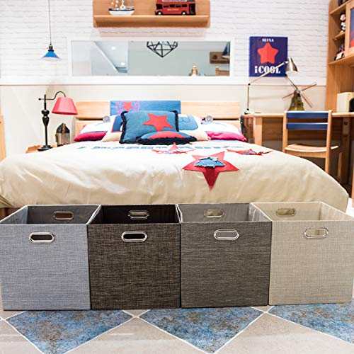 Posprica Fabric Storage Cubes,13×13×13 cube storage bins, Foldable Drawers Baskets Containers for Shelf Cabinet Bookcase,Thick and Heavy Duty (4pcs, Black) - color: Black, size: 13×13×13/4pcs