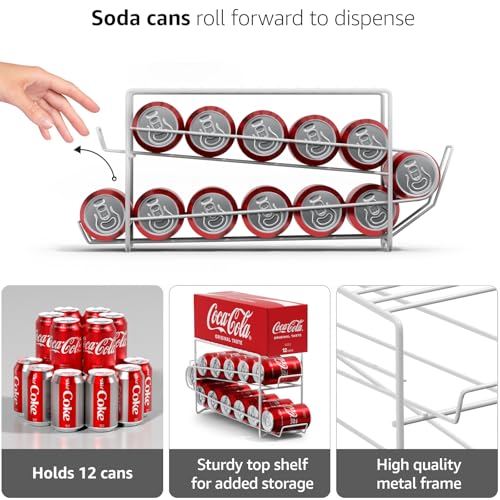 Sorbus Soda Can Rack Beverage Dispenser – Dispenses 12 Standard Size 12oz Soda Cans (White) - color: White, size: 1 Pack