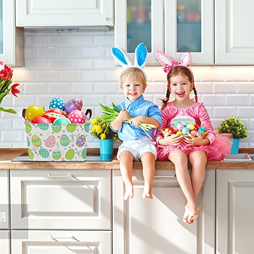 NTAOHAMPER Large ,Empty,Rectangular Colerful Eggs Basket for Boys and Girls Gift,Kids Toy Storage Bin with Hand Painted easter eggs,Baby Room Decor (Easter Basket) - color: Easter Basket
