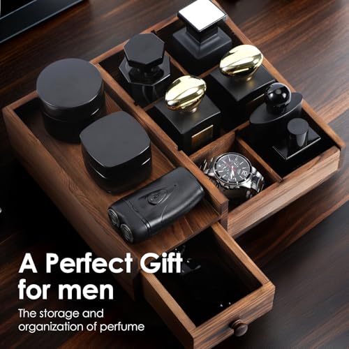 Cologne Organizer For Men,Perfume Organizer,Bathroom Organizers,Bathroom Counter,Perfume Stand,Cologne Stand,Cologne Tray,Dresser Top Organizers,Mens Room Decor,Gifts for Men - color: Bourbon Brown