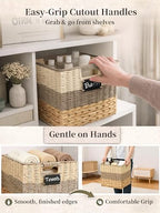 Storage Basket, 10.5x10.5x10.5 Inch Storage Cubes, Water Hyacinth Wicker Basket for Storage, Handmade Woven Baskets for Organizing, Set of 4 Wicker Storage Baskets for Shelves