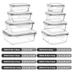 Vtopmart 8 Pack Glass Food Storage Containers with Airtight Lids, Glass Meal Prep Containers, Lunch Office Meal for Microwave, Oven, Freezer and Dishwasher, BPA Free - color: Grey