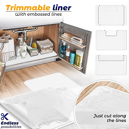 Original Under Sink Mat - Adjustable Silicone, Waterproof Vanity Mat - 28" x 19" or Smaller - color: White, size: 28" x 19"