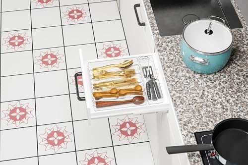 Yieach Clear Large Silverware Organizer 12 inch Wide for Kitchen Drawers,BPA Free Silverware Trays,Plastic Silverware Dividers & Holder,Utensil and Flatware Drawer Organizer Suitable for Fork,Spoon - size: Large