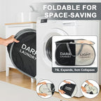 Seefoo Dual Compartment Laundry Hamper with Handles, Collapsible Laundry Baskets 2-Section, Dark/Light Labeled Storage Foldable Clothes Hamper for Laundry, Portable for Small Spaces, Apartment, Dorm - style: 2 Compartment B