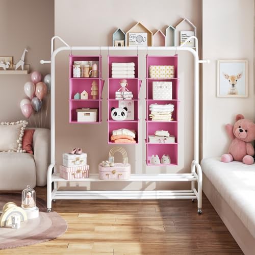 YOUDENOVA Hanging Closet Organizer, 4-Shelf Closet Hanging Storage Shelves, Light Pink - color: Light Pink, size: 4-SHELF