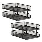 Mind Reader Paper Tray, Desk Organizer, Stackable, Storage, Office, Metal Mesh, 10.5" L x 13.25" W x 7.5" H, Set of 2, Black - size: 2-Pack