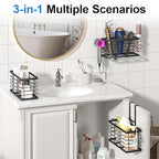 Sevenblue Hair Tool Organizer, 3-in-1 Universal Hair Dryer Holder, Adjustable Height Metal Blow Dryer Holder Wall Mounted/Over Cabinet Door/Free-Standing, 12.2 * 5 * 6.1" (XL Black) - color: XL Black