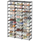 Ekisemio Shoe Rack Large Capacity 72 Pairs Tall Shoe Shelf, 3 Row 12 Tiers Sturdy Metal Shoe Organizer for Entryway, Closet, Bedroom, Black - size: 3 Row 12 Tiers