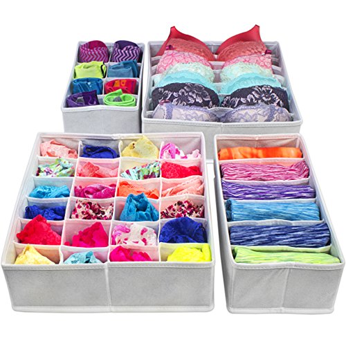 Sorbus® Set of 4 Foldable Drawer Dividers, Storage Boxes, Closet Organizers, Under Bed Organizer (White) - color: White