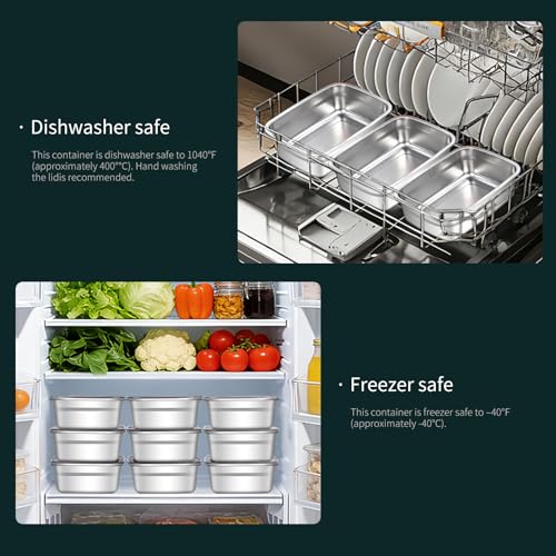 GIUOIDUO 10 Pack Stainless Steel Food Storage Containers with Leak-Proof Lids, 37oz Reusable Metal Meal Prep Lunch Boxes, Stackable, Dishwasher Safe for Snacks, Fruits & On-the-Go Meals, BPA-Free - color: 10 pieces (10 pieces of 37oz)