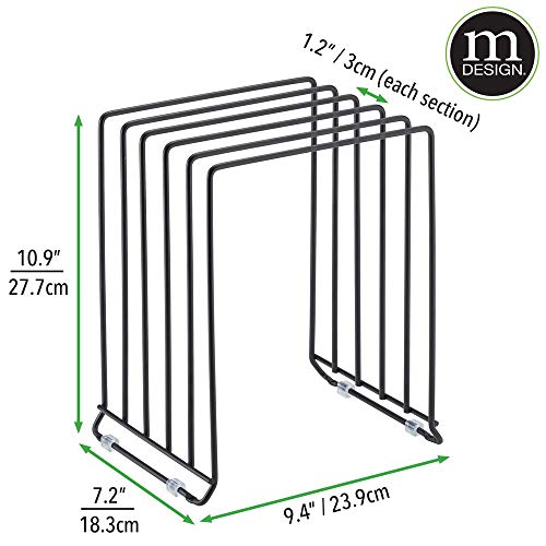 mDesign Pot Lid and Pan Rack — Metal Wire Rack for Cabinets, Pantries or Kitchen Surfaces — Freestanding Pan Stand with 5 Slots for Pans, Pots, Lids and Crockery — Black - color: Black, size: Pack of 1