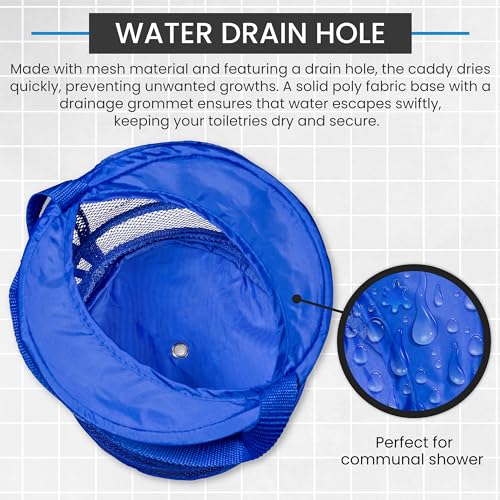 Handy Laundry Foldable Shower Caddy - Collapsible, Portable, Drainage Hole, Carry Handle, Large Compartments. Great Organizer for Camp, Travel, Gym, and Dorm (Blue) - color: Blue, size: Large