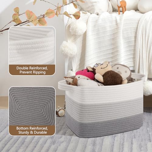 OIASKET Storage Basket for Organizing, Woven Baskets for Storage, Rectangle Decorative Baskets for Shleves, Closet, Toys, Books, Nursery Organizer Bins - Pack of 3 (Gradient Gray, 13"x9.85"x8.7") - color: Gradient Gray, size: 13"x9.85"x8.7"