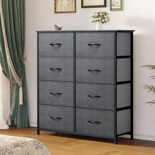 YITAHOME Fabric Dresser Drawer, Tall Storage with 8 Drawers, Dresser & Chest of Drawers, Storage Drawer Organizer for Closet, Living Room, Closets - color: Tie-dye Purple Print