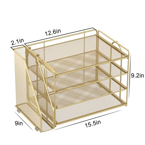 Spacrea Desk Organizers and Accessories, Paper Organizer for Desk with File organizer, Desk Accessories & Workspace Organizers for Office Supplies (Gold) - color: Gold