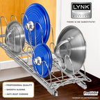 LYNK PROFESSIONAL® Pull Out Pot and Pan Lid Organizer Under Cabinet - Lifetime Ltd. Warranty – Cookie Sheet Organizer for Cabinet – Narrow Slide Out Baking Sheet Organizer Drawer – 7.25W x 21D, Chrome - size: 7.25W x 21D x 9H inches