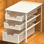 Simple Houseware 3 Tier White Alloy Steel Sliding Basket Organizer Drawer Cabinet - color: White, size: 3-Tier