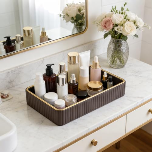 PU Leather Valet Tray,Desk Organizer Tray Nightstand Organizer Trinket Dish Storage Key Bowl Decorative Trays for Phone Wallet Jewelry Watch,Bathroom Bedroom Perfume Vanity Trays,Grey - color: Gray