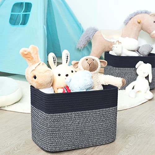 MINTWOOD Design Storage Basket for Shelves, Decorative Baskets for Organizing, Book Basket, Storage Cube Bin Box, Woven Closet Organizer, Pantry Closet and Shoe Basket, Navy Blue - color: Navy Blue
