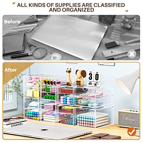 caktraie Makeup Organizer Storage With 16 Drawers, 4 Pcs Desktop Office Supplies, Desk Organizers, Clear Accessories, Dustproof Storage Drawer and for Make Up, Jewelry, Pen, Stationary - size: 16 Drawers