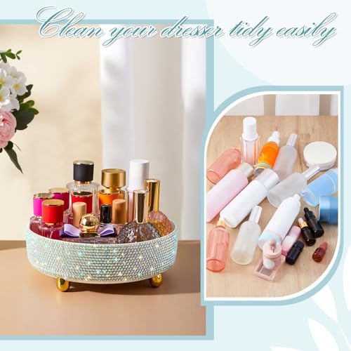 Honeydak White Bling Perfume Makeup Organizer Bling Mother's Day Nurses Day Gifts for Women Bathroom Organizers and Storage 360 Rotating Makeup Organizer for Countertop(Resin Stone) - size: Rhinestone
