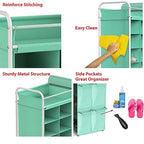 Simple Houseware 16 Cube Shoe Stand Tower Rack 8 Tier with Top Shelf and Side Hanging Pockets, Turquoise - color: Turquoise