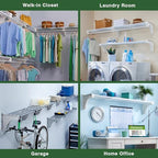 EZ SHELF Closet Shelf with Hanging Rod - 28-48” Expandable, White, Closet Shelves - Strong, Holds 200 lbs - DIY, Easy Install to 2 Side Walls - Alternative to Wire Shelving - color: White, size: 28-48 in