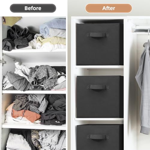 STORAGE MANIAC Storage Cubes, 11 Inch Collapsible Storage Bins with Handles, 4 Pack Fabric Foldable Bins for Organization, Durable Storage Bins for Closet, Shelves, Offices, Toys, 4-Pack Black - color: Black-4 Pack, size: 11 INCH