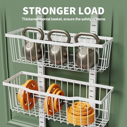 Eastherry Over The Door Organizer，8-Tier Over The Door Pantry Organizer with Adjustable Baskets，Metal Hanging Pantry Organizers and Storage for Kitchen, Back of Door Seasoning Rack (White) - color: White