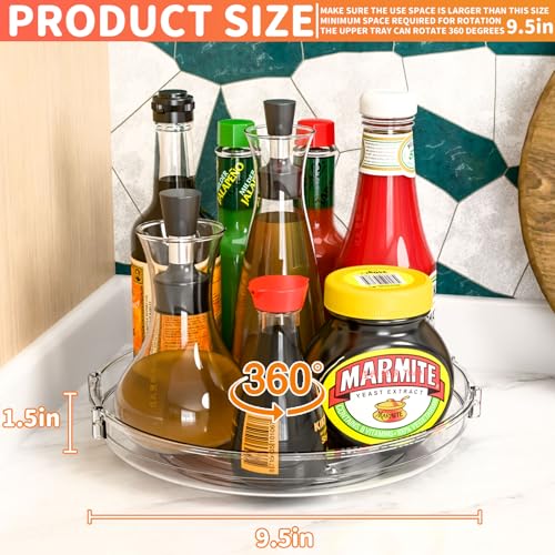 9.5" W Acrylic Clear Lazy Susan Turntable for Cabinet,Kitchen Countertop,Refrigerator and Pantry Organization Storage,1 Tier Small Spinning Organizer for Vitamin,Medicine,Spice Rack & Organization - size: 9.5"W-1Tier-1 Pack