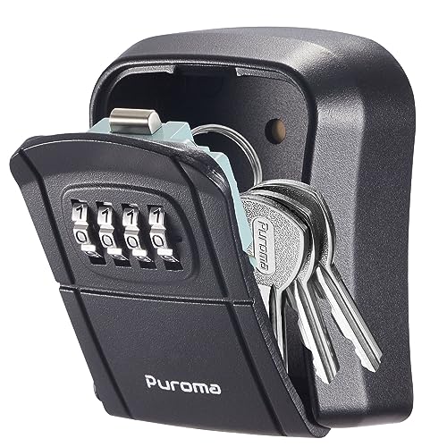 Puroma Key Lock Box Combination Lockbox Wall-Mounted Key Storage Box for House Keys, Resettable Code Safe Security Lock Box for Home, Office, Garage, Apartment Spare Key Storage (1 Pack, Black) - color: Pure Black