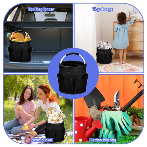 Cleaning Caddy for Cleaning Supplies,17L Cleaning Supply Caddy with Handle Foldable Cleaning Supplies Organizer Bucket Cleaning Products Organizers for Home, Garden (Black) - color: Black