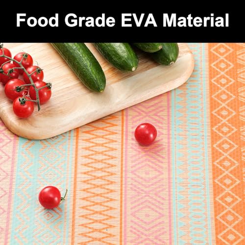 Cooyes Drawer and Shelf Liner, Non-Adhesive Shelf Liners for Kitchen Cabinets, Thick Strong Grip Mats for Desk, Shelves, Bathroom Drawers, Fridge, Cabinet Protection（17.5" W x 197" L） - color: Transparent Boho, size: 17.7"W x 197"L