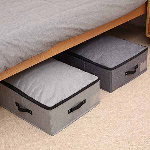 AMJ Extra Length Under Bed Storage Organization Containers for Shoes, Clothing, Bedding, 35.5 x 16.5 x 7“, Black Gray - color: Black Gray, size: 35.5 x 16.5 x 7“