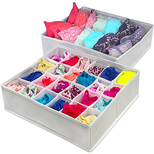 Sorbus® Set of 4 Foldable Drawer Dividers, Storage Boxes, Closet Organizers, Under Bed Organizer (White) - color: White