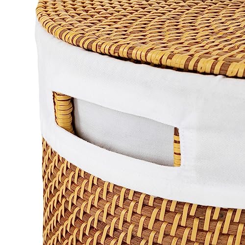 Seville Classics Premium Natural Handwoven Portable Laundry Bin Basket with Carrying Handles - color: Natural Water Hyacinth, size: Rectangular Hamper