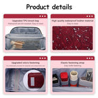 BOYATU Travel Makeup Bags Cosmetic Organizer Bag: 3-Set Large Capacity Make up Bag - PU Leather Toiletry Bags for Women - Wide Open Portable Pouch with Divider & Handle (02-Dark Red) - color: 02-Dark Red