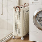 BOHOIDEE Large Foldable Laundry Hamper with Wheels and Handle, Collapsible Rolling Laundry Basket, Versatile Portable Storage Basket for Laundry/Bathroom