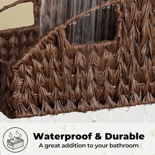 GRANNY SAYS Wicker Storage Basket for Shelves, Wicker Basket with Handles, Trapezoid Woven Baskets for Storage, Decorative Baskets for Home Decor, Brown, 2 Pack - color: Brown, size: 10¾"D x 15"W x 7½"H + 9½"D x 13½"W x 6¾"H