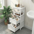 Casaphoria 2-Drawer Bathroom Floor Cabinet, Wooden Storage Organizer with Side Rack, Freestanding Stand Table for Bathroom, Hallway, White - size: 13"L×13"W×35.43"H