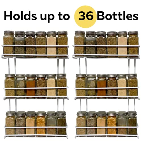 Evelots 2 Pack 3-Tier Spice Rack-Door/Wall Mounted-Sturdy Coated Metal-Up to 36 Bottles - size: 3-Tier (2 Pack), style: Door/Wall Mount